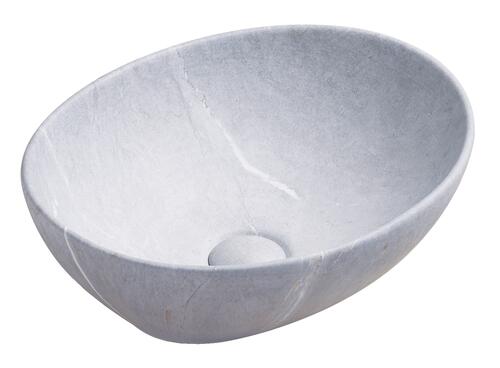 Vasque ovale à poser HANA en céramique 40,5 x 33 x 14 cm - Béton